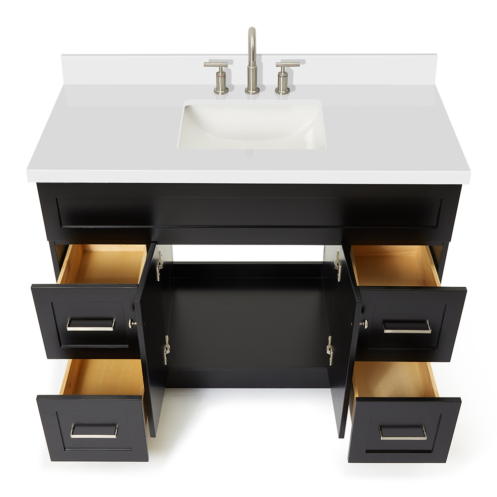 Ariel F049s-Wq Hamlet 49" Free Standing Single Basin Vanity Set - Black / White Top
