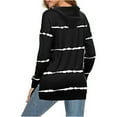 thumbnail image 5 of Babysbule Tops for Women Women's Stylish Casual Stripe Print Hooded Long Sleeve Loose T Shirt Tops, 5 of 6