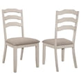 thumbnail image 3 of Maklaine 19" Farmhouse Fabric Padded Seat Side Chair in Khaki (Set of 2), 3 of 13