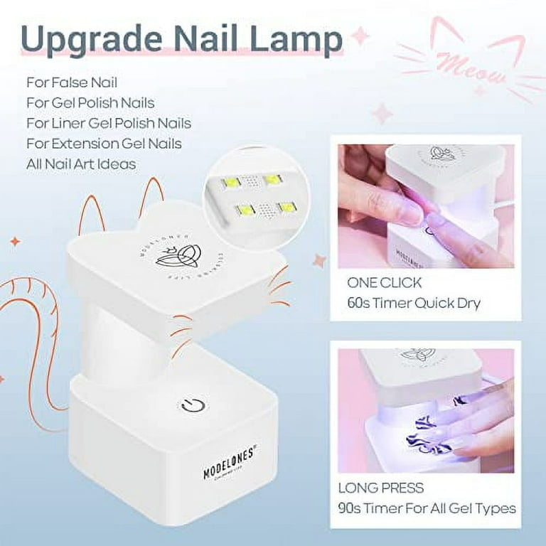 Modelones Nail Tips and Glue Gel Kit, Gel x Nail Kit 4 in 1 Nail Glue Gel,  Ultra-Portable LED Nail Lamp, with 500Pcs Coffin Nail, Nail Prep Dehydrate