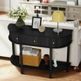 thumbnail image 2 of PHOYAL Fluted Half Oval Console Table with Drawers and Storage, Wooden Semi Elliptic End table with Shelf for Living Room, Half Round Side Table for Entryway Hallway, Black, 2 of 7