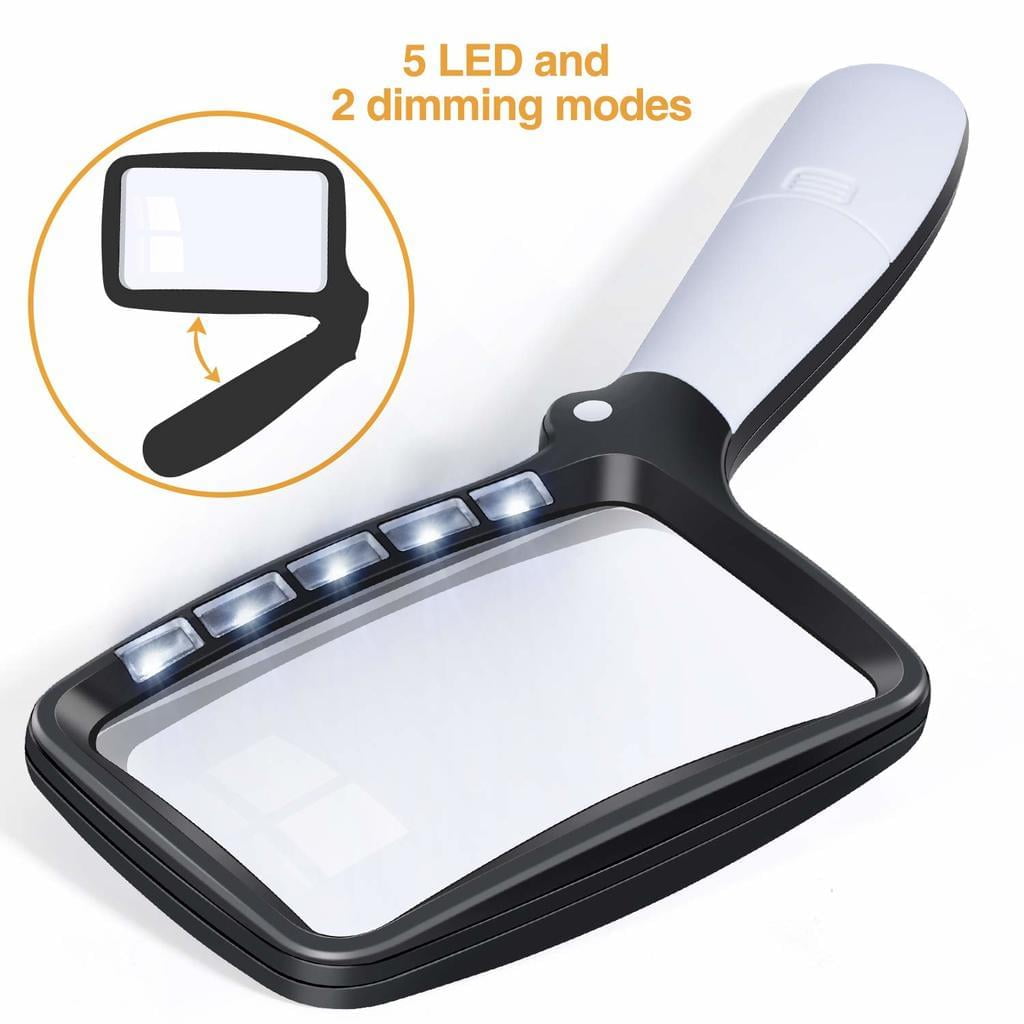 Foldable Reading Magnifier Large 5 Led Magnifier With Light 2Fold
