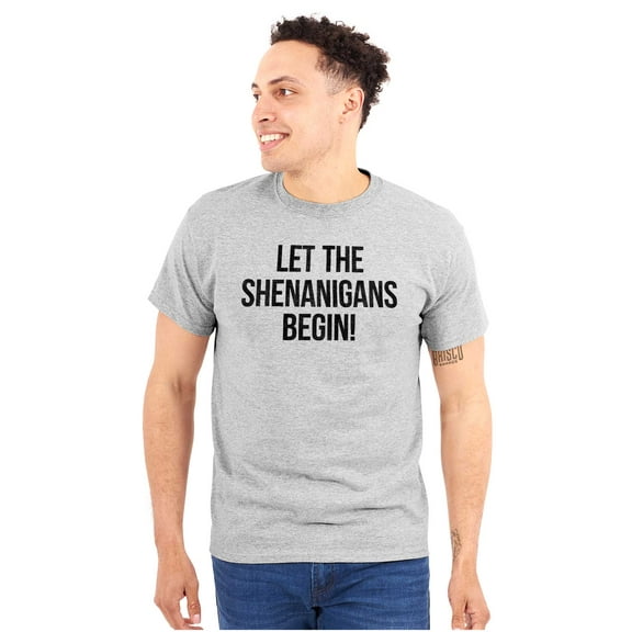 Let The Shenanigans Begin St Patricks Plus Size Crewneck Graphic Tee Shirt Brisco Brands 5X