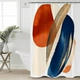 thumbnail image 2 of Small Stall Shower Curtain 36x78 Inch Narrow Half Size Navy Blue Burnt Orange Bath Curtains Bathroom Decor Retro Geometric Modern Waterproof Fabric Shower Curtain Set with Hooks 36 Inch, 2 of 6