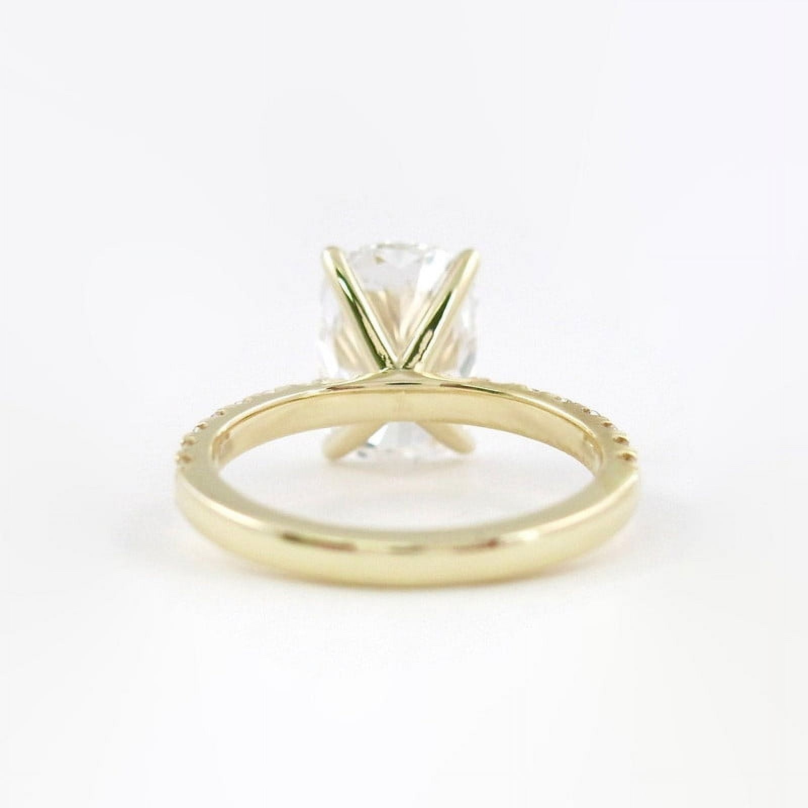 SOLITAIRE JEWELS 3.8CT Elongated Cushion Solitaire Pave Moissanite Engagement Ring for Women Solid 18k Yellow Gold, 18k Yellow Gold Solitaire Ring