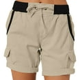 thumbnail image 2 of Simua Women's Summer Cargo Shorts Color Blcok Multi Pocket Drawstring Elastic Waist Shorts, 2 of 8