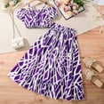 thumbnail image 4 of Little Girl'S Two Piece Summer Outfits Cold Shoulder Short Sleeve Crop Top Ruffle High Low Skirt Sets Kids Clothes Size 7-8T, 4 of 5