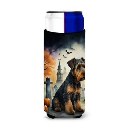 

Carolines Treasures DAC2004MUK 0.25 x 6.5 x 4 in. Airedale Terrier Spooky Halloween Hugger for Ultra Slim Cans