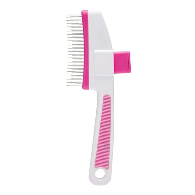 Self-Cleaning Pet Hair Comb - Stainless Steel Teeth, One-Button Release & Lightweight - Grooming Tool for Cats/Dogs to Reduce Shedding