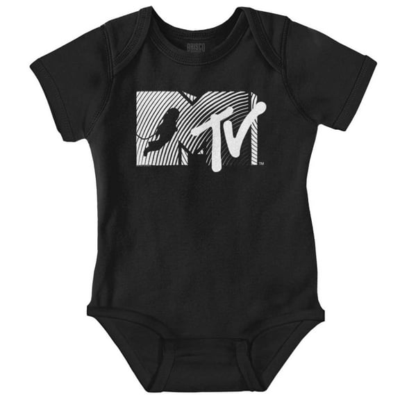 Retro MTV Stripes Logo Moon Man Romper Boys or Girls Infant Baby Brisco Brands NB