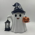 thumbnail image 2 of Halloween Decorations, Resin Ghosts with a Lantern, LED Cute Spooky Halloween Ghost Figurines for Mantel Shelf Table Garden Decor, 2 of 5