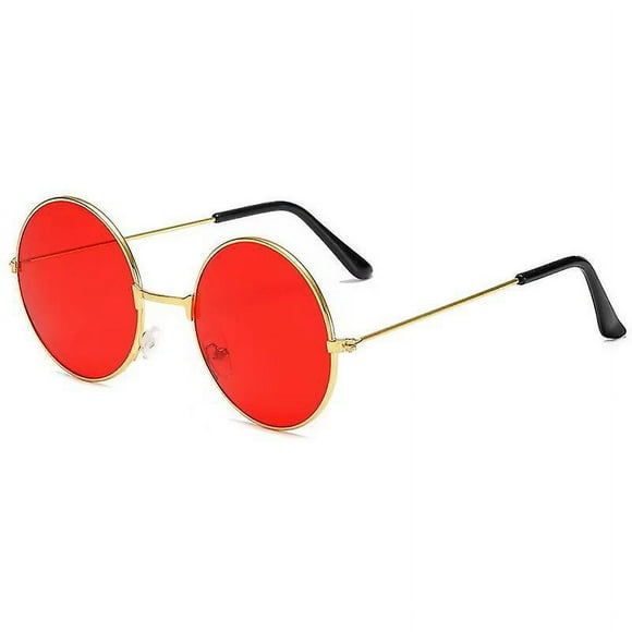 Dww-cadre D'or Feuille Rouge Soleil Classiques Rondes Uv400 Avec Monture En Mtal Vintage Style Lennon Pour Homme Et Femme Protection Uv402 Cadre Mate