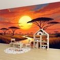thumbnail image 6 of Wallpaper Serene Sunset African Savannah Acacia Trees River Peel and Stick Wall Murals 100"H x 144"W Removable PVC Wall Paper Self-Adhesive Wall Paintings Art Decor for Bedroom Living Room, 6 of 7