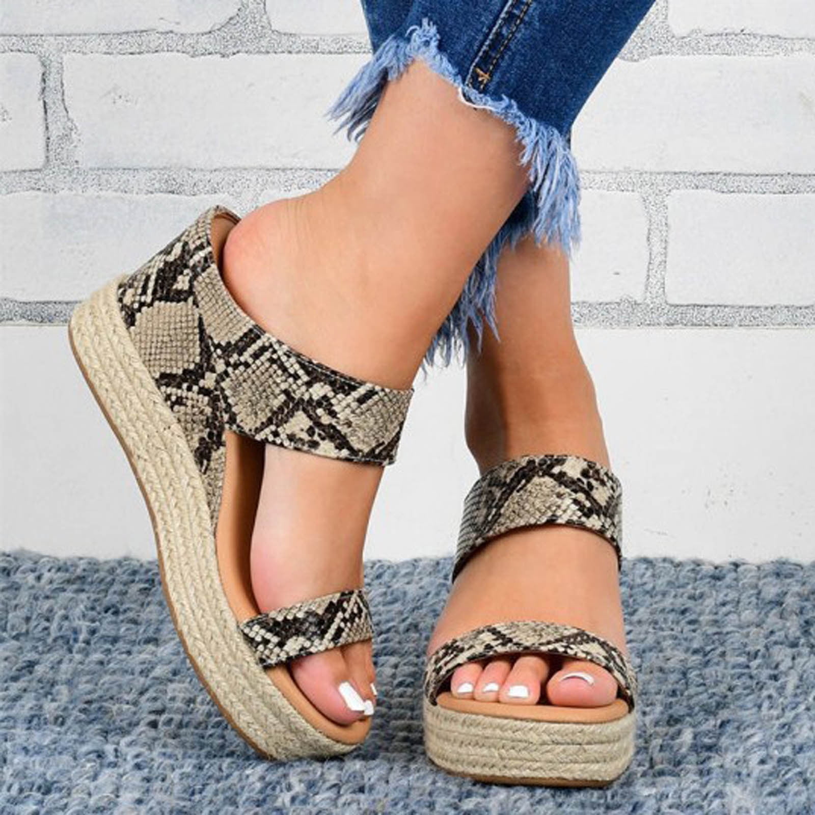 Sunvit Women's Wedge Sandals Open Toe Fashion Casual Summer Slide ...