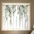 thumbnail image 5 of huayou 2 Pack Printed Kitchen Tier Curtains, 27.56x59.06 Inch Watercolor Eucalyptus Leaf Floral Short Window Curtains, for Indoor Kitchen Farmhouse Home Window Decor, 5 of 7