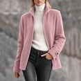 thumbnail image 2 of Women's Fleece Jacket Full Zip Long Sleeve Coat Stand Collar with Pocket,Lightweight Warm Fall Winter Daily Casual Comfy Wear,Pink,3XL, 2 of 5