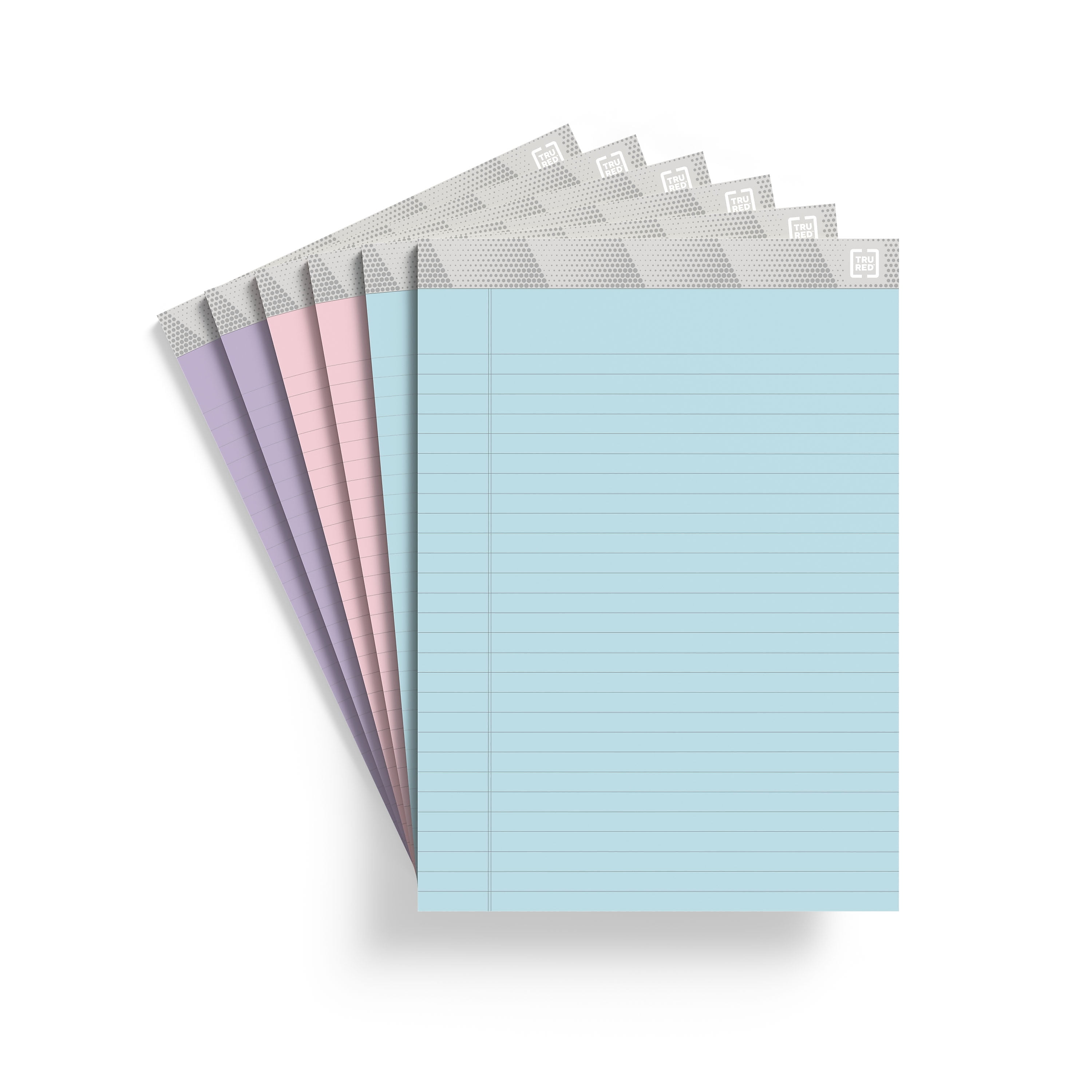 TRU RED Notepads 8.5" x 11.75" Wide Ruled Pastels 50 Sheets/Pad TR57363