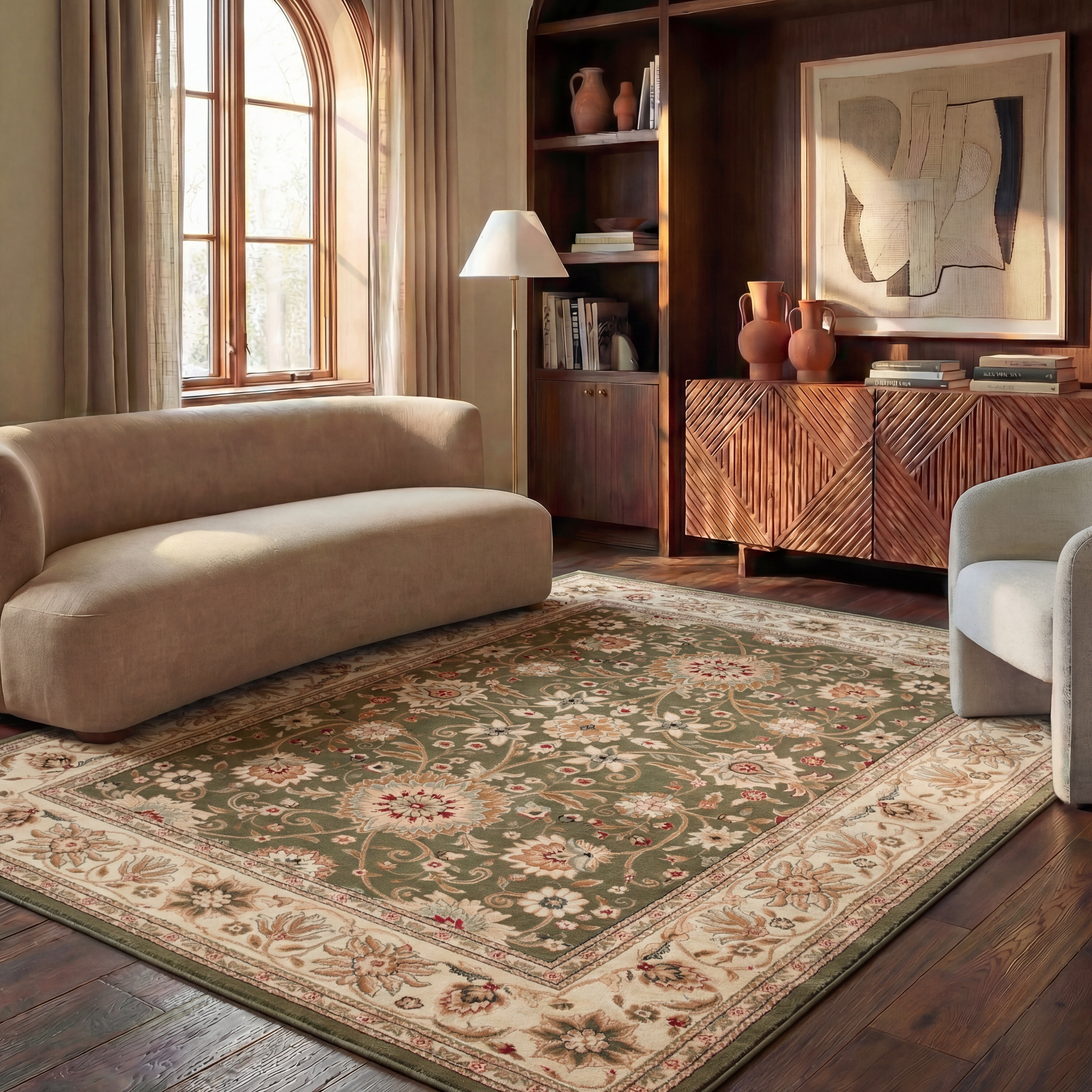 Safavieh Lyndhurst Victoria Floral Area Rug, Sage/Ivory, 6' x 8'