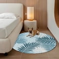 thumbnail image 2 of Round Area Rugs 3Ft, Blue Teal Palm Leaves Washable Rug for Entryway, Hallway, Summer Botanical Tropical Leaf Non Slip Area Rugs Low Pile Carpet for Home Decor, 2 of 8