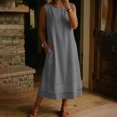 thumbnail image 2 of ClodeEU Women's Crew Neck Sleeveless Straight Midi Dress with Pockets,Solid Loose Casual Summer Dress Gray,Women's Plus XXXXXL, 2 of 8