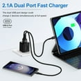 thumbnail image 6 of FiveBox 2.1A USB Wall Charger Block, 2 Pack Dual Port USB Charger Adapter Power Plug Fast Charging Station Box Base USB Charger Cube Compatible for iPhone, Samsung, Android, Black, 6 of 7