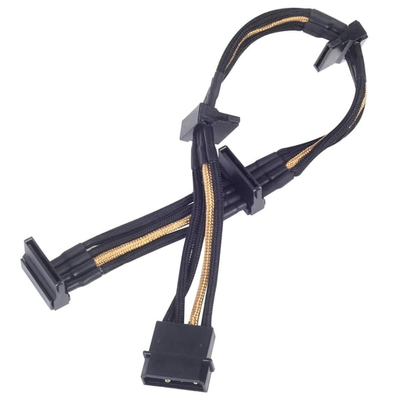 Cable De Alimentación Atx De 24 Pines A Mb-24 Pines (300 Mm) Bicolor Externo, Negro Y Dorado