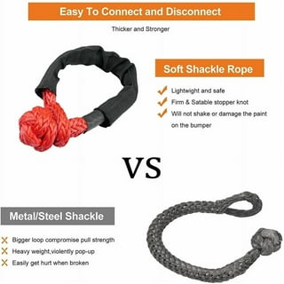 2pcs 1/2 X 22 Soft Shackle Rope Synthetic Tow Recovery Black Strap  38000LBS 