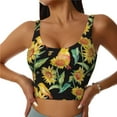 thumbnail image 2 of Haiem Sunflowers And Bird Pattern Womens Sports Bra - U Neck Padded Low Impact Yoga Bra Workout Crop Top Gym Moisture-Wicking Workout Vest -XX-Large, 2 of 9