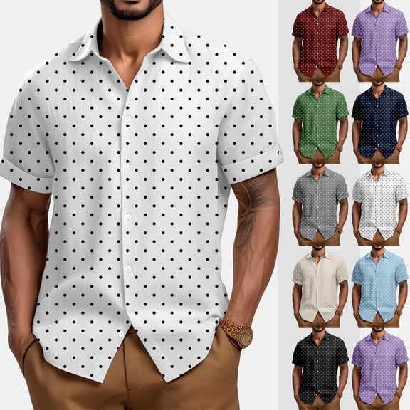 Mens Short Sleeve Casual Button Down Shirts Summer Untucked Dress Shirts Wine 3XL
