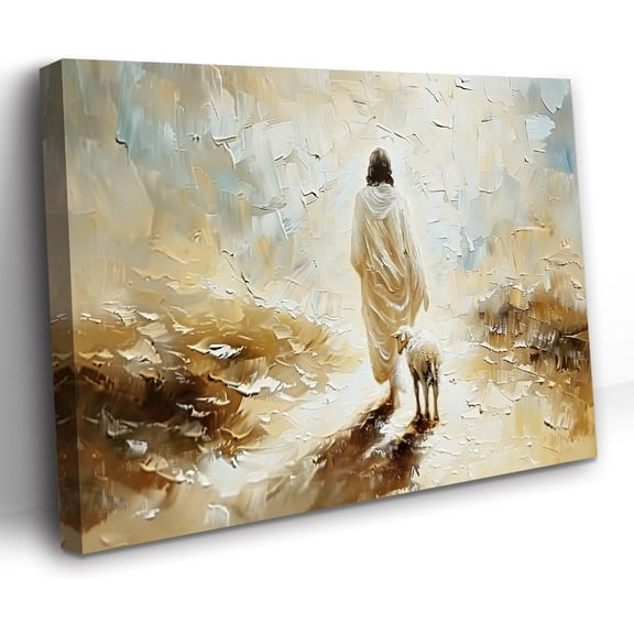 ZHONGYUTONG Jesus Wall Art Christian Canvas Prints Jesus and Lamb Picture God Poster Religious Paintings Church Living Room Office Corridor Decor Framed