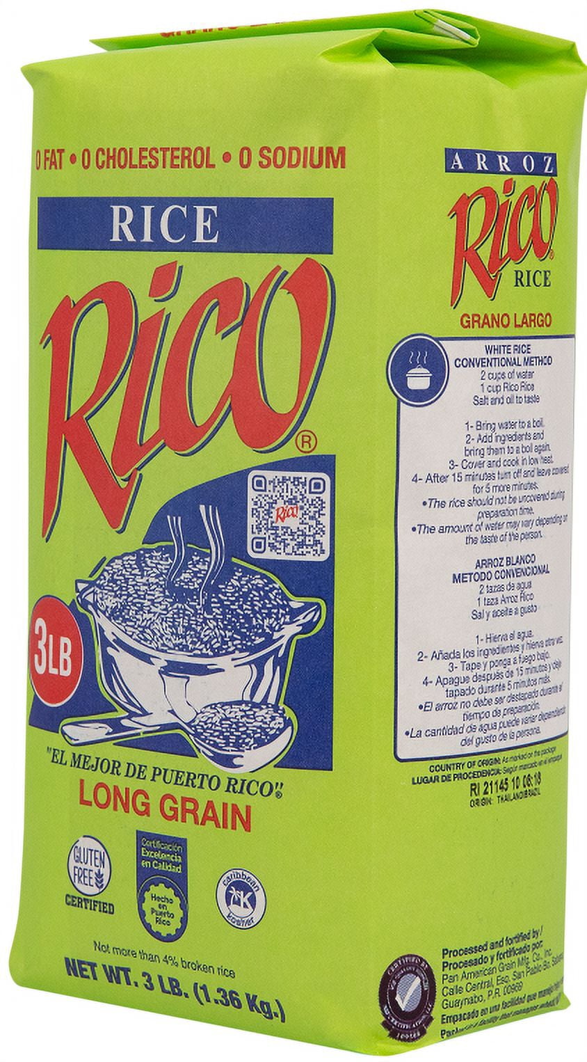 Arroz Rico Rico  Enriched Rice, 3 lbs Panamerican Grain