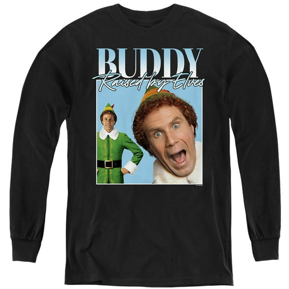 Elf Buddy Christmas Homage Kids Long Sleeve T-Shirt for Youth Boys and Girls