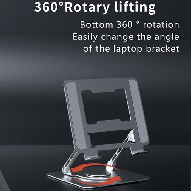 Support d'Ordinateur Portable Support de Tablette Réglable en Alliage d'Aluminium Support Rotatif Portable Pliable Support de Refroidissement Gris