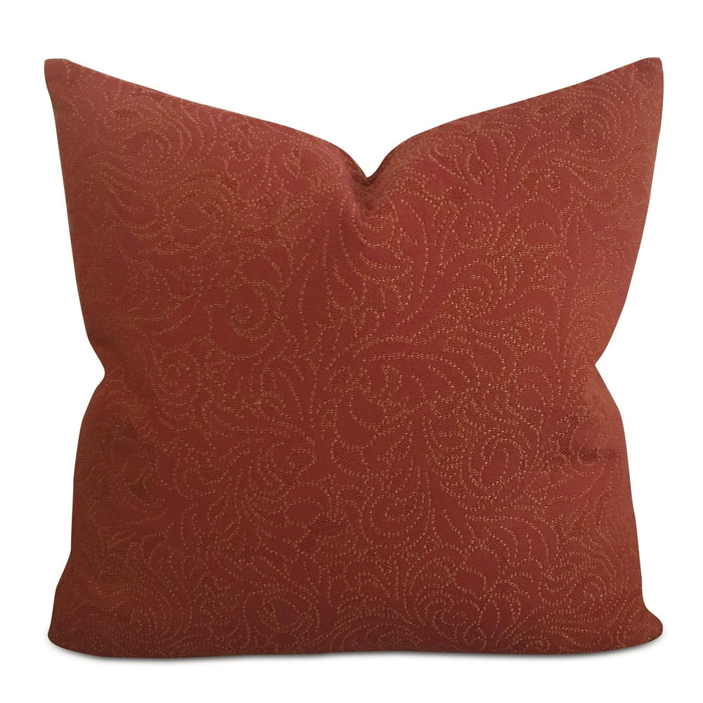 Burgundy Embroidered Floral Decorative Throw Pillow Cover 20" x 20