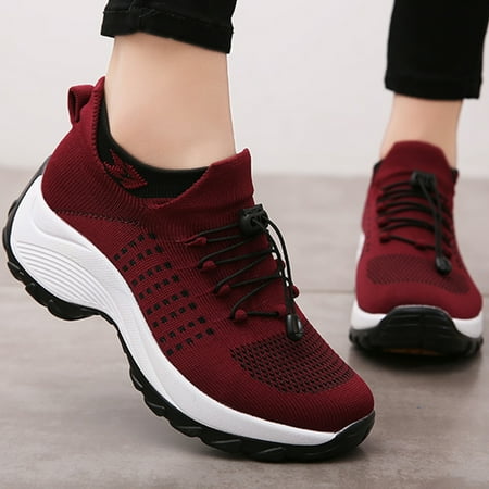 

Tvtaop Womens Slip On Sneakers Breathable Walking Shoes Knitted Comfort Wedge Platform Loafers Fashion Sock Shoes