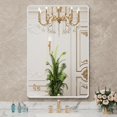 thumbnail image 4 of 20”X30” Gold Bathroom Mirror, Rounded Rectangle Gold Frame Mirror, Brushed Gold Bathroom Vanity Mirror Wall-Mounted, Anti-Rust, Hangs Horizontally or Vertically, 4 of 4