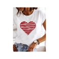 thumbnail image 1 of Women Female Summer Casual Watercolor Love Heart Striped Print Short Sleeve Clothes Fashion T-ShirtsCamisetas para mujer, lindas camisetas con estampado gráfico, de manga corta, estilo casual, para ve, 1 of 8