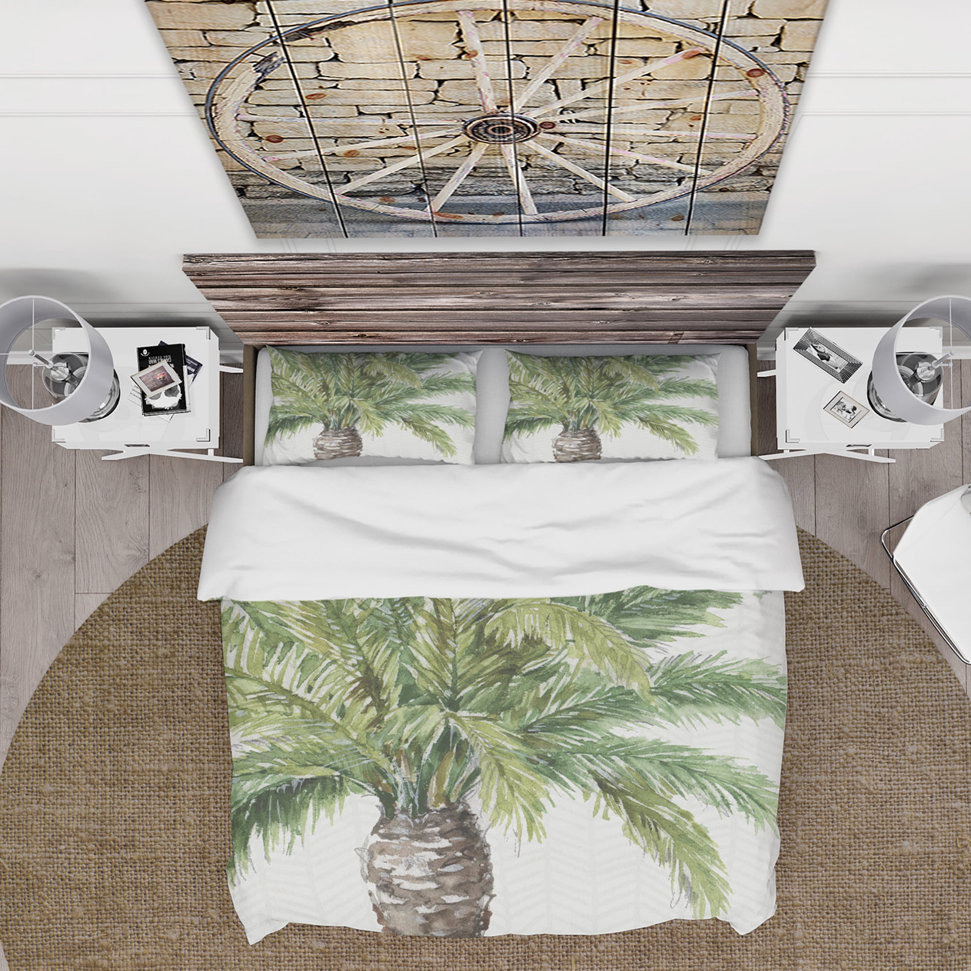 Designart 'Mixed Botanical Greens palms V' Cottage Duvet Cover Set