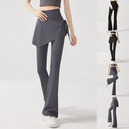FNFYFH Skirted Yoga Legging for Women High Waist Flare Yoga Legging with Skirts Pickleball Yoga Tennis Golf Leggings