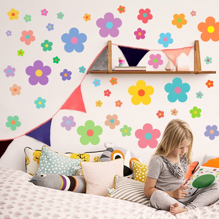 10 Sheets Daisy Flower Wall Stickers - Colorful Vinyl Decals For Home, Bedroom, Daycare Decor