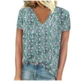 thumbnail image 2 of Titcea T Shirts for Women V Neck Short Sleeve Floral Printed Casual Sexy Tops Work Travel Casual Shirts, 2 of 4