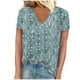thumbnail image 1 of Blusas para las Mujeres Casual Cuello en V Manga Corta Impresa, 95% Poliéster 5% Spandex Camiseta Top para el Día a Día, Fiesta Y Ropa de Trabajo, 1 of 4
