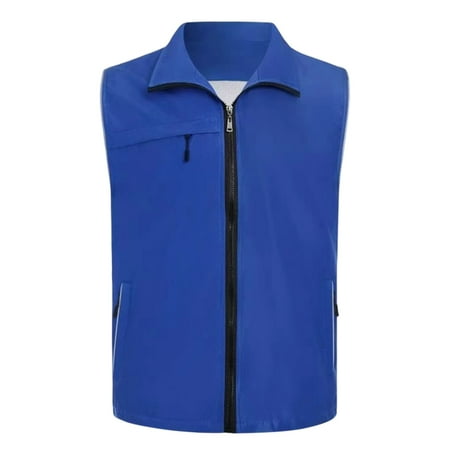 FRSASU Women s Breathable Fishing Vest Stand Collar Zip up Outdoor Travel Hiking Waistcoat Cargo Jackets with Mesh Liner Blue