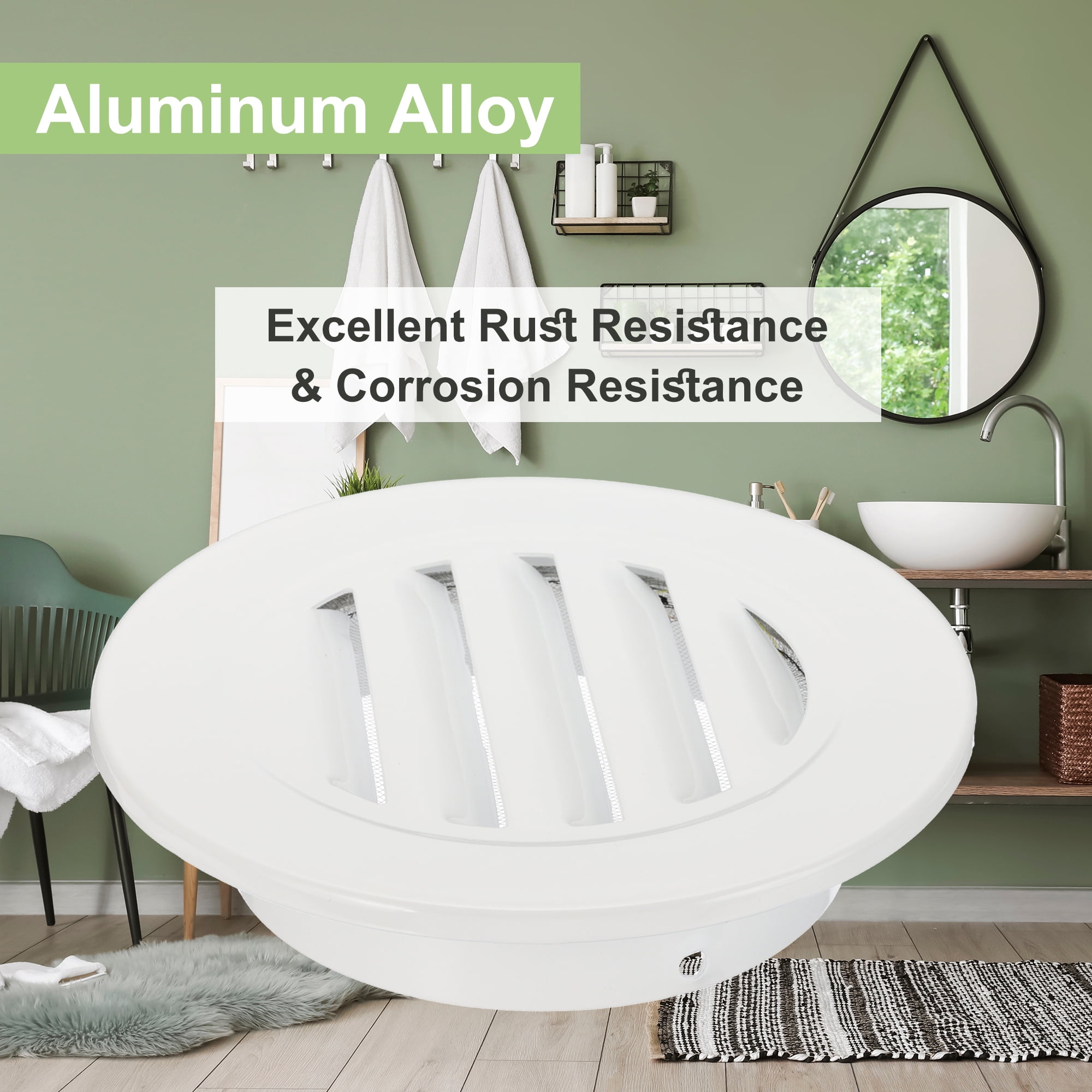 Round Soffit Vent, Aluminum Alloy Wall Vent Grille Cover for Exhaust White 6 Inch