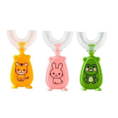 Deyuer Kids Toothbrush Deeply Cleaning Soft Brush Hair Lightweight Teeth Cleaning U-Shaped Toothbrush for Toddlers