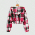 thumbnail image 2 of MORTTIC Women's Elegant Plaid Pattern Hooded Jacket, Full Zip Front Closure Lightweight Outerwear For Winter Pink，S, 2 of 3