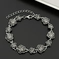 thumbnail image 4 of Pulsera de flores rosas Pulsera floral Pulsera decorativa para mujer Pulsera de metal, 4 of 6