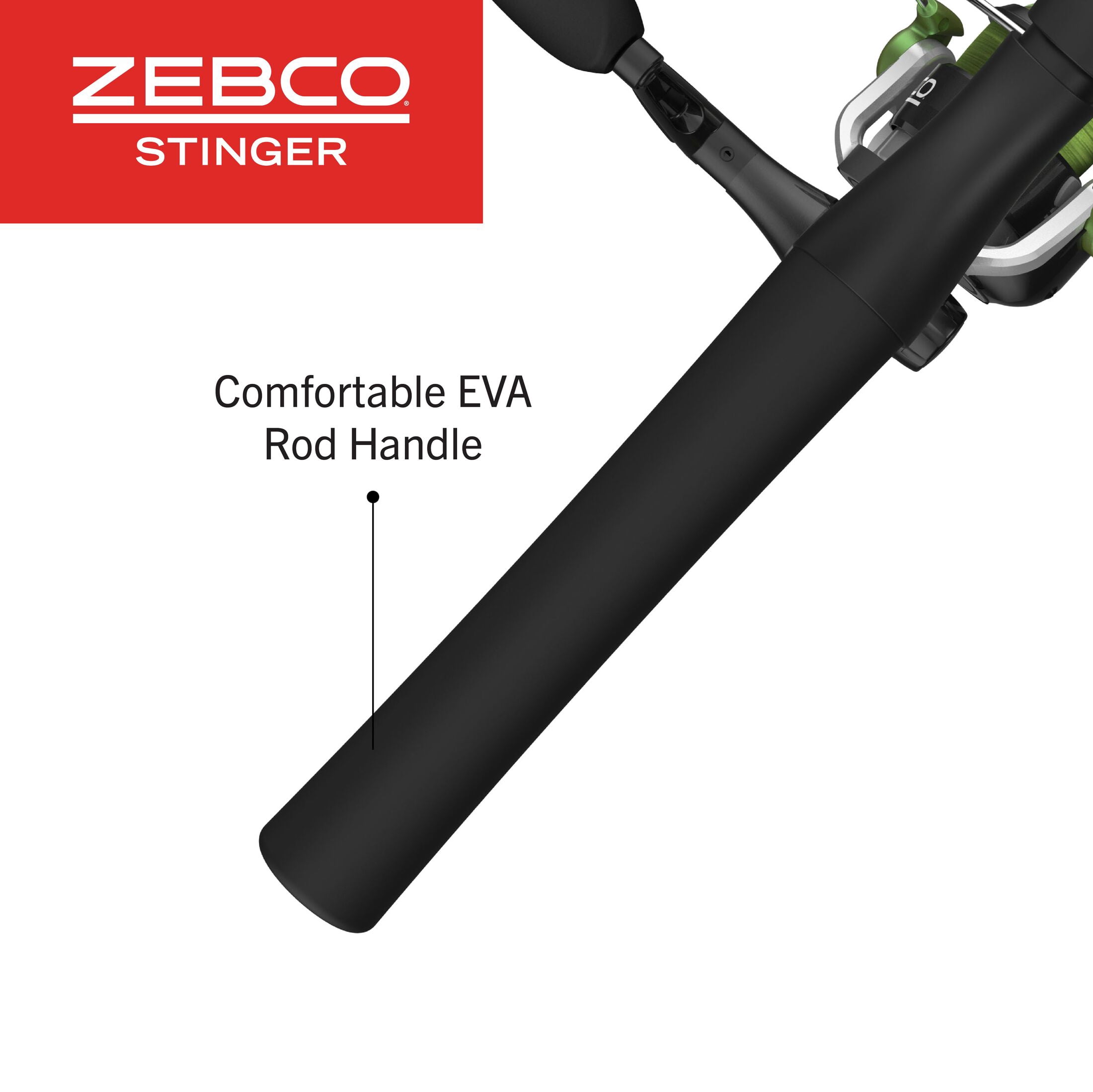 Zebco Stinger Spinning Reel and Fishing Rod Combo, 6-Foot 6-Inch Fishing Pole, Size 30 Reel, Silver/Black