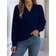 thumbnail image 4 of Blusa Plisada de Larga con Cuello en V para Mujer, Ideal para Oficina Azul XL, 4 of 8
