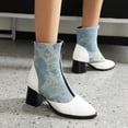 thumbnail image 2 of NECHOLOGY Botas Mujer Zapatos Botines mujer Botas de mujer Tacón Botas gruesas para mujer Hermosas botas de invierno Botas de moda Fuente Cremallera frontal Botas de tacón grueso (Blue, 7), 2 of 5